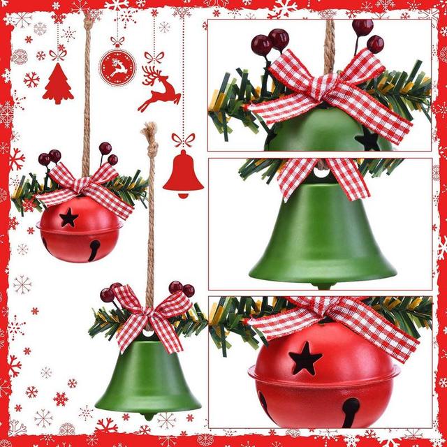 Christmas Jingle Bells Christmas Tree Bells Large Size Bell Pendants White  Red Green Christmas Tree Bell